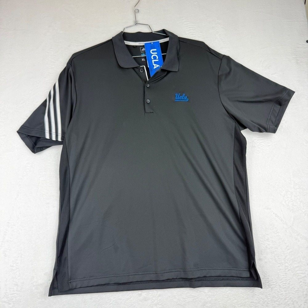 Adidas UCLA Bruins Polo Shirt Mens XL Charcoal Grey Climacool Short Sleeve NWT